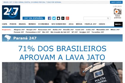 Brasil 247 divulga pesquisa sobre Operação Lava Jato