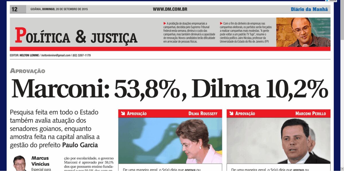 Diário da Manhã divulga pesquisa realizada no Estado de Goiás 1 Diário da Manhã divulga pesquisa realizada no Estado de Goiás