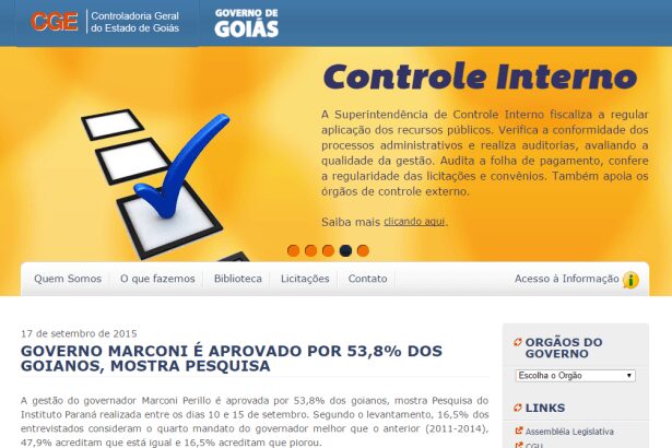 Controladoria Geral do Estado de Goiás divulga pesquisa Estadual