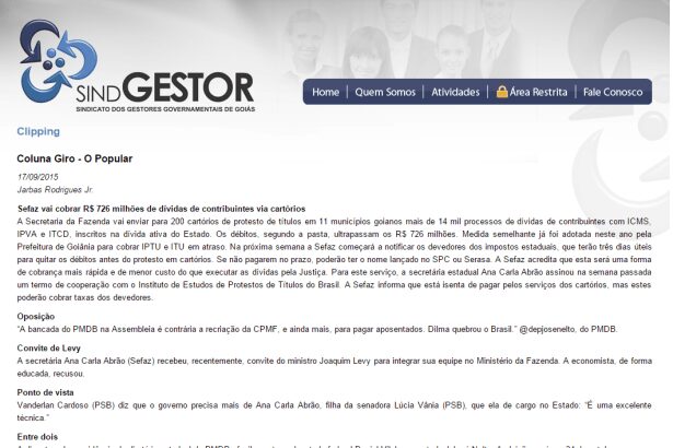 Sindicato dos Gestores Governamentais de Goiás divulga pesquisa realizada no Estado de Goiás