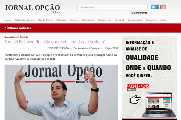 Jornal Opção comenta pesquisa sobre intenção de voto para Prefeitura de Goiânia