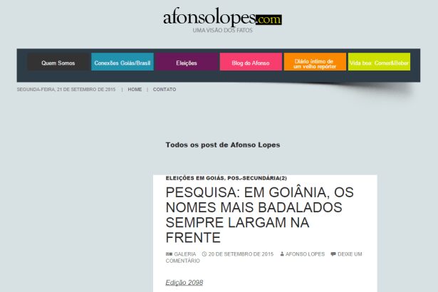 Blog Afonso Lopes divulga pesquisa realizada na cidade de Goiânia