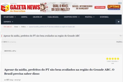 Gazeta News de Guarulhos divulga pesquisa Municipal realizada no ABC Paulista