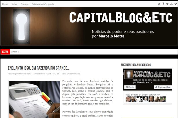 CapitalBlog&Etc divulga pesquisa de intenção de voto e avaliação da administração em Fazenda Rio Grande/Pr
