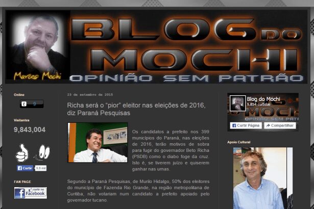 Blog do Mochi divulga pesquisa realizada na Fazenda Rio Grande/Pr