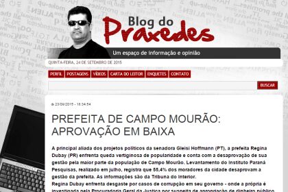 Blog do Praxedes divulga pesquisa realizada em Campo Mourão/Pr