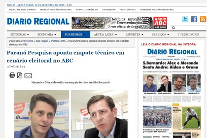 Diário Regional do ABC Paulista divulga pesquisa realizada em Santo André e São Bernardo do Campo-SP