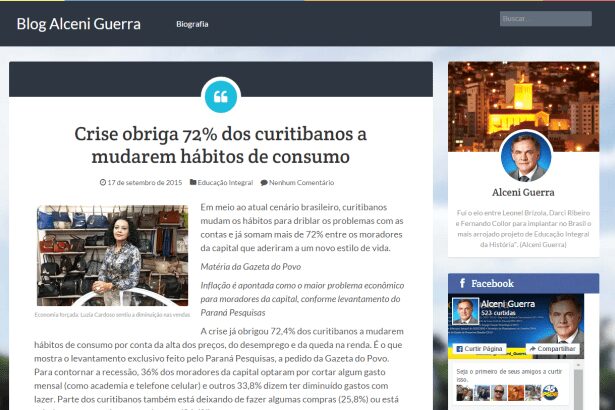 Blog Alceni Guerra divulga pesquisa sobre hábitos de consumo dos curitibanos