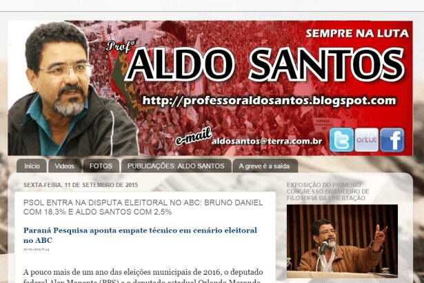 Blog do Profº Aldo Santos divulga pesquisa realizada no Grande ABC Paulista