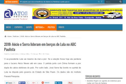 Atos Notícias comenta pesquisa Presidencial realizada no Grande ABC Paulista
