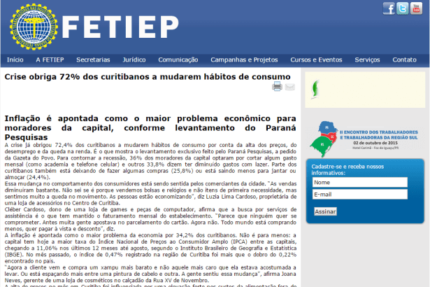 FETIEP divulga pesquisa sobre hábitos de consumo dos curitibanos