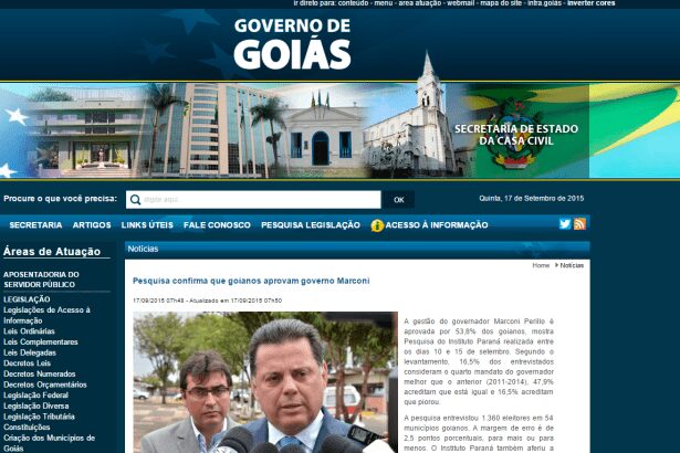 Casa Civil do Governo de Goiás divulga pesquisa realizada no Estado de Goiás