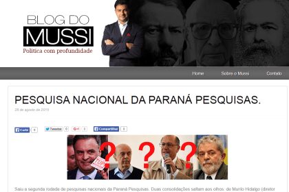 Blog do Mussi divulga Pesquisa Nacional