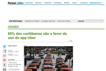 Paraná OnLine divulga pesquisa sobre App Uber