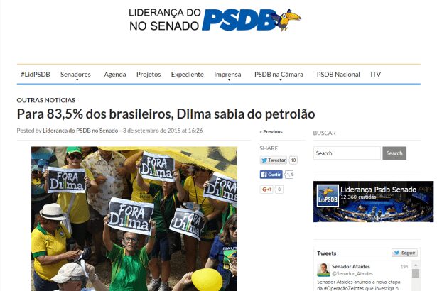 Liderança do PSDB no Senado divulga pesquisa sobre Operação Lava Jato