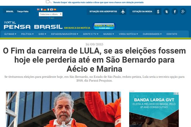 Portal Pensa Brasil divulga pesquisa Presidencial realizada no ABC Paulista