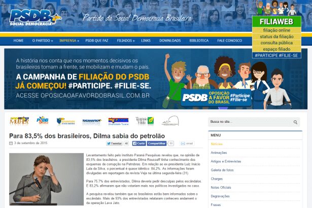 Site do PSDB divulga pesquisa sobre Operação Lava Jato