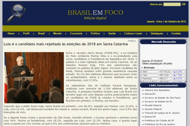 Brasil Em Foco divulga pesquisa realizada no Estado de Santa Catarina