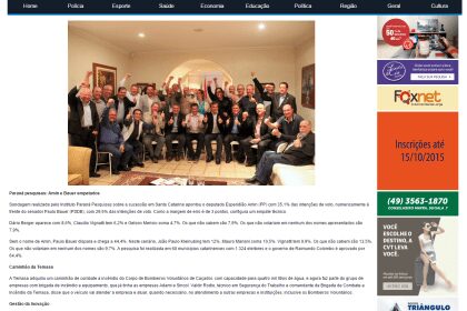 Diário Caçadorense divulga pesquisa de intenção de voto dos catarinenses para o Governo do Estado