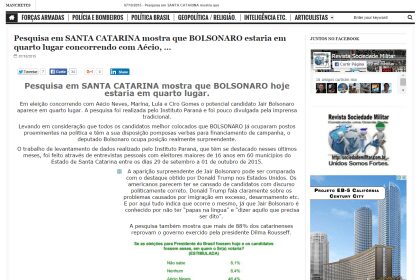 Revista Sociedade Militar divulga pesquisa de intenção de voto para Eleições Presidenciais no Estado de Santa Catarina