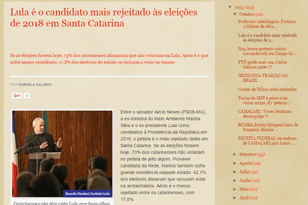 Blog Tou De Olho Em Ademar 13 divulga pesquisa de intenção de voto para Presidente em Santa Catarina