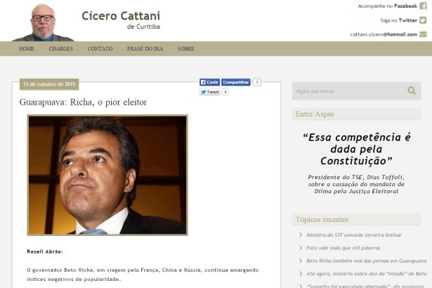 Cícero Cattani divulga pesquisa de aprovação do Governador Beto Richa em Guarapuava/Pr