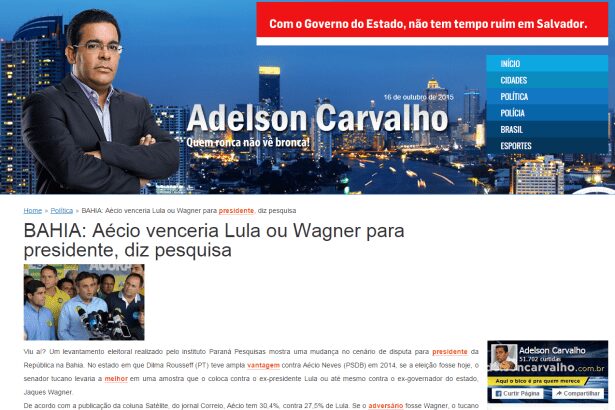 Adelson Carvalho divulga pesquisa realizada no Estado na Bahia sobre intenção de voto para Eleições Presidenciais