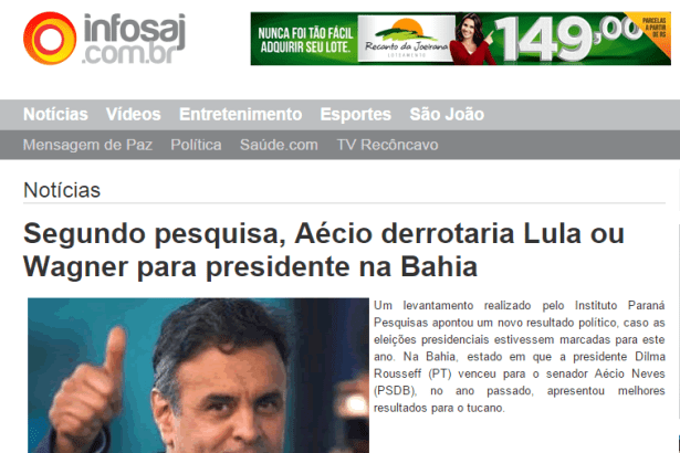 Infosaj divulga pesquisa de intenção de voto dos baianos para Eleições Presidenciais