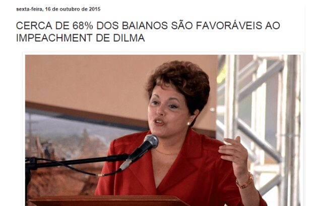 Blog Beira Rio Notícias divulga pesquisa sobre Impeachment da Presidente Dilma na Bahia