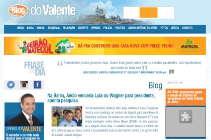 Blog do Valente divulga intenção de voto dos baianos para Presidente