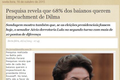 Blog Expressão Única divulga pesquisa sobre Impeachment de Dilma na Bahia