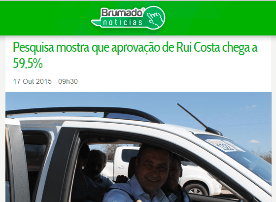 Brumado Notícias divulga aprovação do Governador Rui Costa