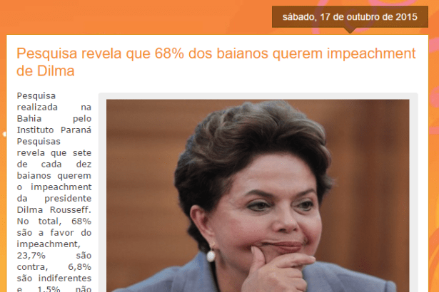 Resumo Geral Bahia divulga pesquisa sobre Impeachment de Dilma