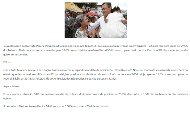 Blog do Paulo Nunes divulga aprovação do Governador da Bahia