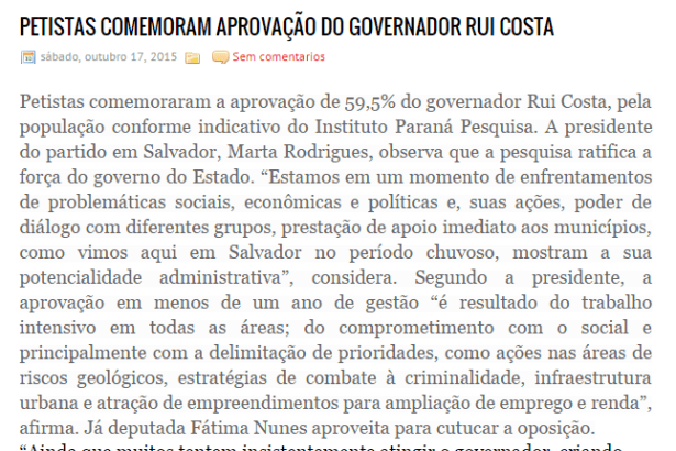 Mural do Oeste divulga pesquisa de avaliação do Governador Rui Costa