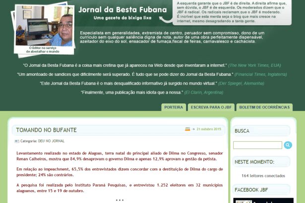 Jornal da Besta Fubana divulga aprovação de Dilma no Estado de Alagoas