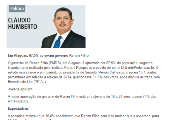 Metro Jornal divulga pesquisa de aprovação do Governador Renan Filho
