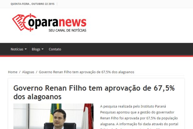 Opara News divulga popularidade do Governador Renan Filho