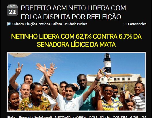 Correia Neles News divulga intenção de voto dos eleitores para Prefeitura de Salvador