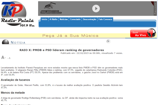 Rádio Paiaiá divulga pesquisa dos Governadores melhor e pior avaliados e disputa pela Prefeitura de Maceió