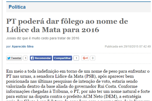 Tribuna da Bahia comenta pesquisa de intenção de voto dos soteropolitanos para Prefeitura de Salvador