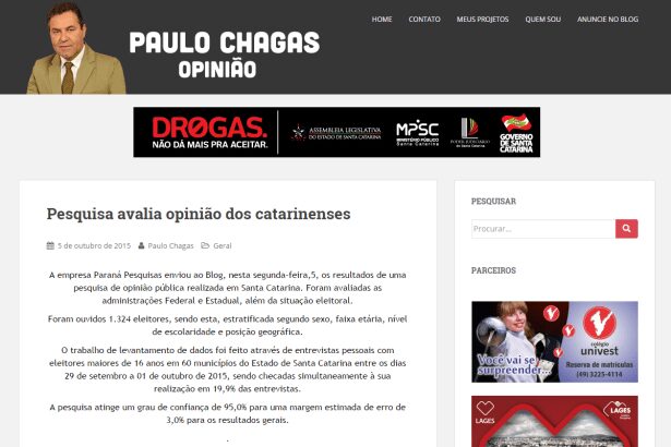 Paulo Chagas divulga pesquisa realizada no Estado de Santa Catarina