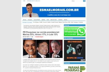 Esmael Morais divulga pesquisa de intenção de voto dos catarinenses para Eleições Presidenciais