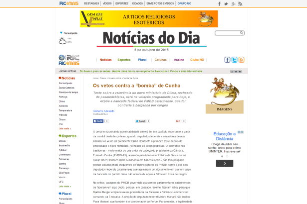 RIC Mais/SC, com Roberto Azevedo, comenta pesquisa de intenção de voto para o Governo de Santa Catarina