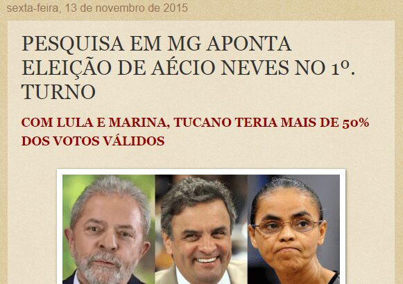 Blog Lorotas Políticas e Verdades divulga intenção de voto dos mineiros para Eleições Presidenciais