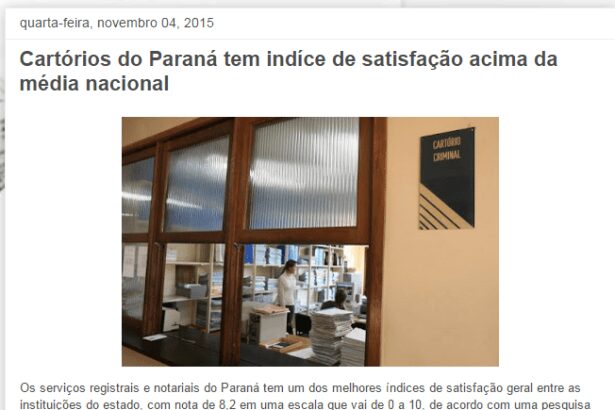Blog Olho Aberto Paraná divulga satisfação dos paranaenses com serviços prestados pelos cartórios do Estado