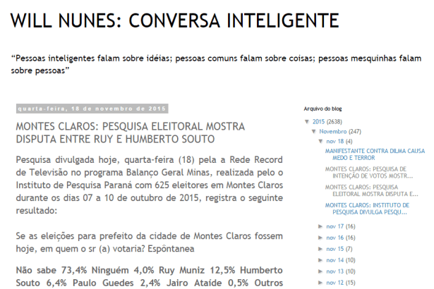 Blog Vazante News divulga intenção de voto para Eleições Municipais em Montes Claros/MG