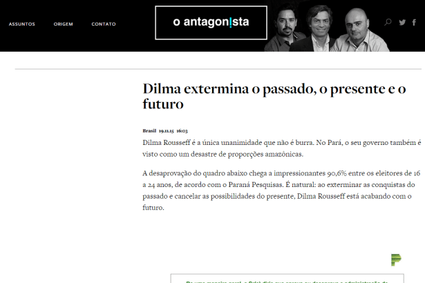 O Antagonista divulga avaliação da administração da Presidente Dilma Rousseff no Estado do Pará
