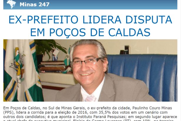 Brasil 247 divulga intenção de voto para Prefeito em Poços de Caldas/MG