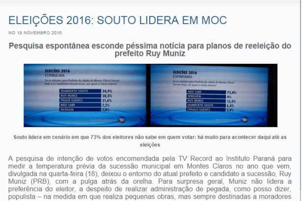 Luís Cláudio Guedes divulga intenção de voto para Eleições Municipais de Montes Claros/MG